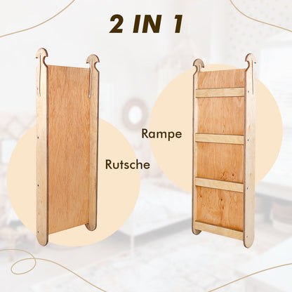 4in1 Montessori Klettergerüst Set: Kletterdreieck mit Rutsche, Kletterbogen mit Kissen, für Kinder 1-7 Jahre – Beige-3