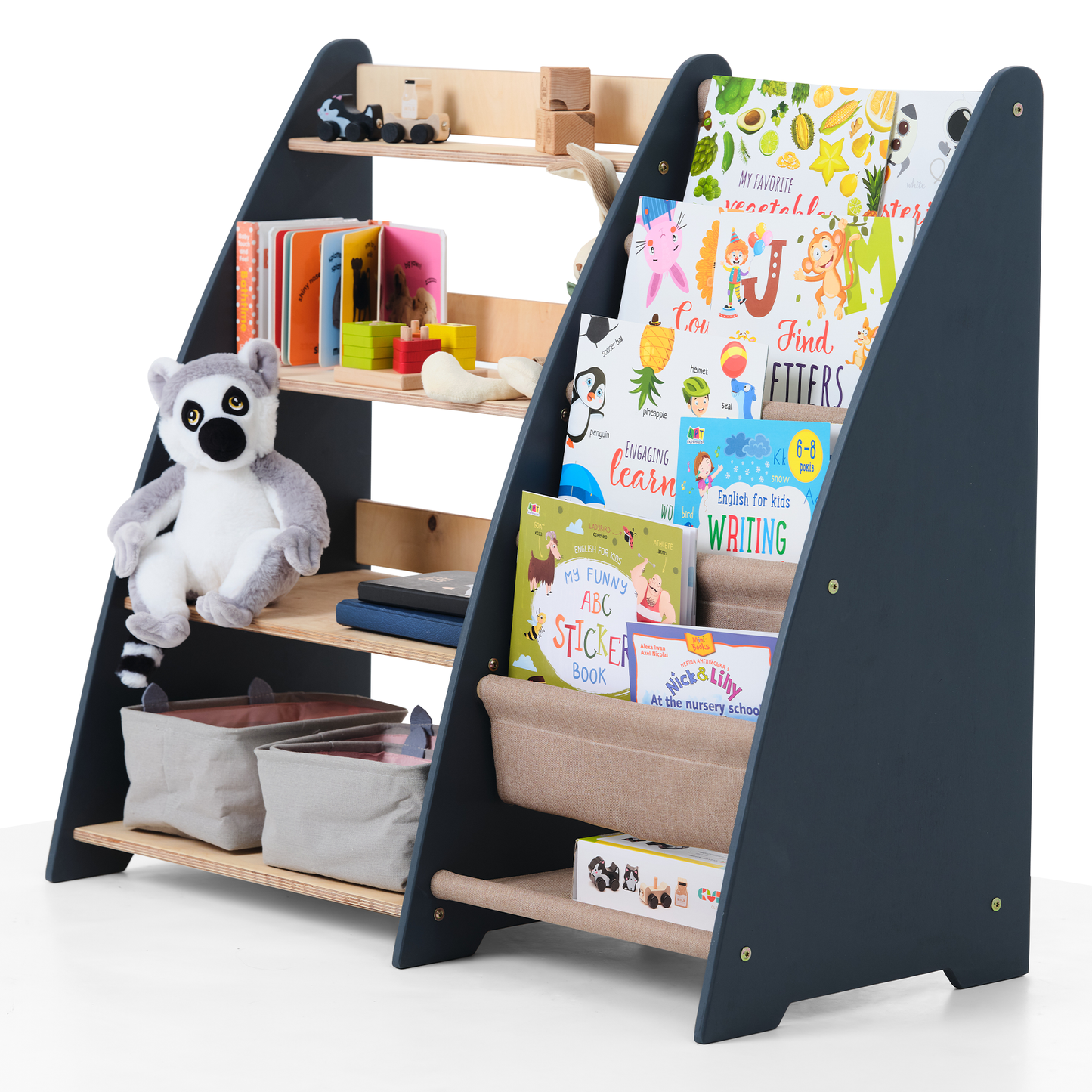 2in1 Montessori-Regal für Kleinkinder – Bücher & Spielzeug-1